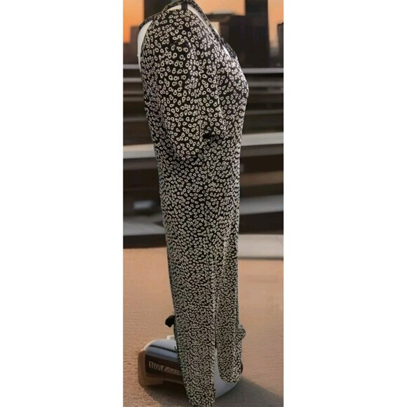 Joseph Ribkoff Maxi Dress Floral Black Size 12 Slit Sides Zip Back Stretch - Picture 4 of 11